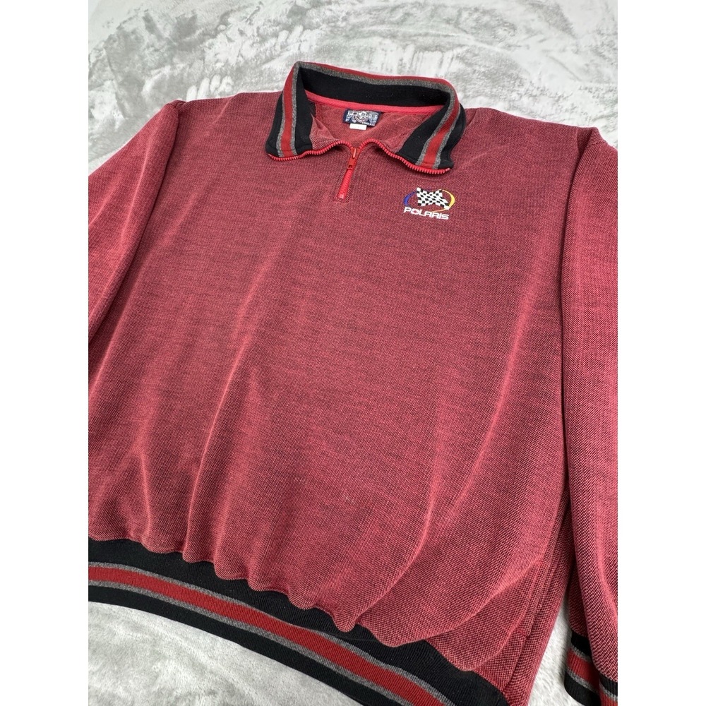 Vintagw 90s Polaris Embroidered 1/4 Zip Pullover Sweatshirt Sweater Mens 2XL Y2K - Picture 2 of 11